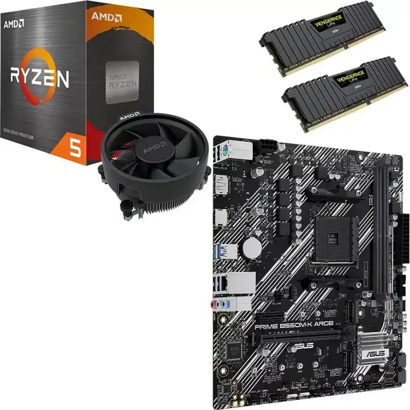 Pack Évolution Ryzen 5 5500 + Carte mère PRIME B550M-K ARGB + 32 Go RAM Corsair Vengeance 3200 MHz