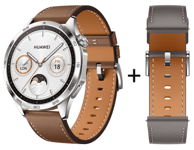 Offre spéciale : Huawei Watch GT 4 (46mm, bracelet cuir marron) avec bracelet supplémentaire offert