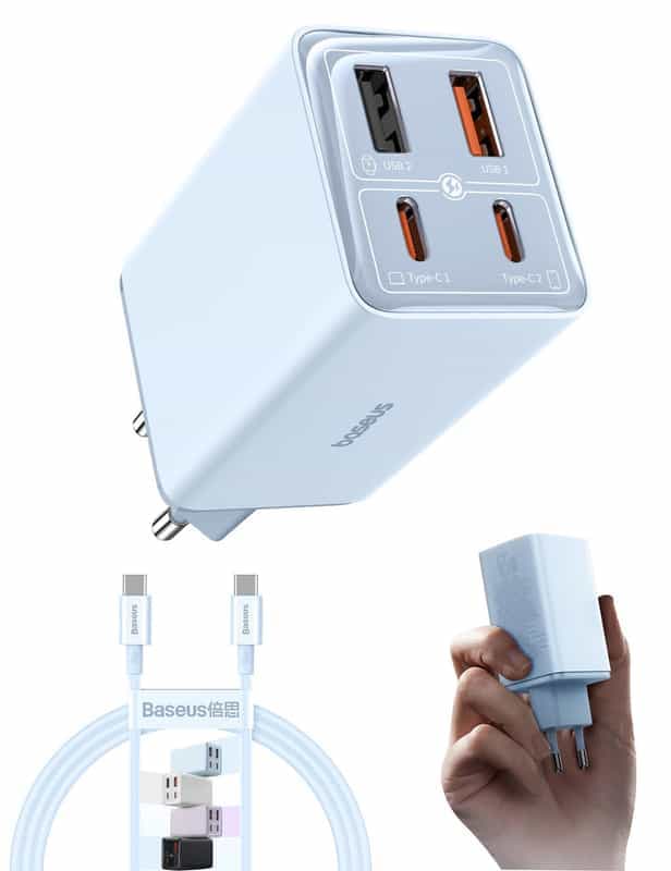 Chargeur USB C 65W Baseus - 4 Ports avec GaN 6 Tech