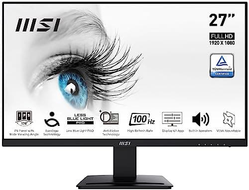 Écran PC 27'' MSI Pro MP273A - Full HD, IPS 1920x1080, 100Hz, Protection pour les Yeux 🖥️